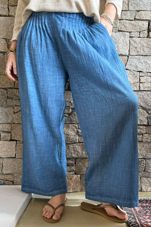 Loom & Thread Pin Tuck Pant Washed Denim /41=